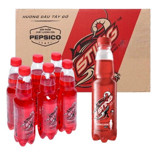 Thùng 24 Chai nước Tăng Lực Sting Dâu 330ml