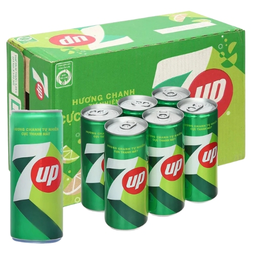 Thùng nước ngọt 7 Up vị chanh 320ml 24 lon