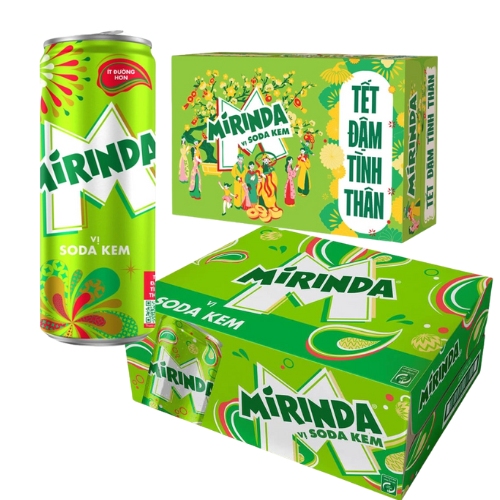 Thùng nước ngọt Mirinda vị soda kem 320ml 24 lon