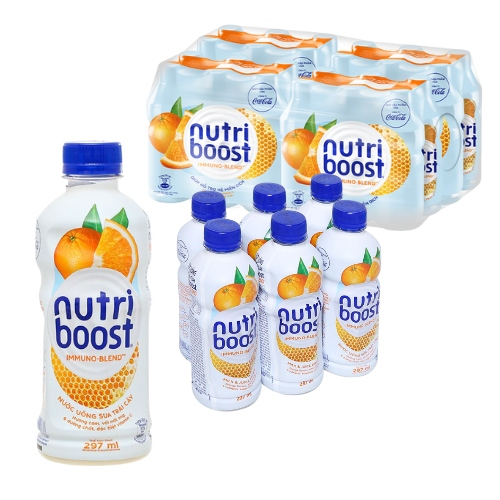 Thùng sữa trái cây Nutriboost hương cam 297ml 24 chai